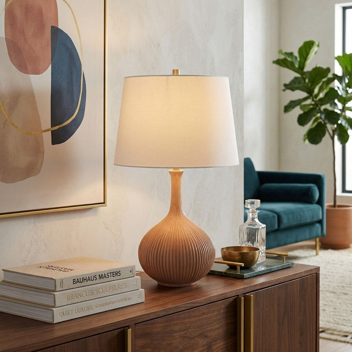 Modern European furniture - Natural Ceramic Accent Table Lamp - www.oroa.com