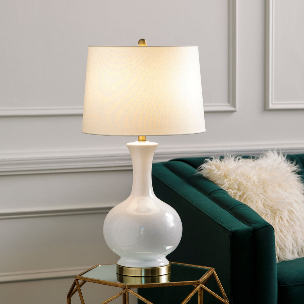 Modern European furniture - White Ceramic Linen Table Lamp - www.oroa.com