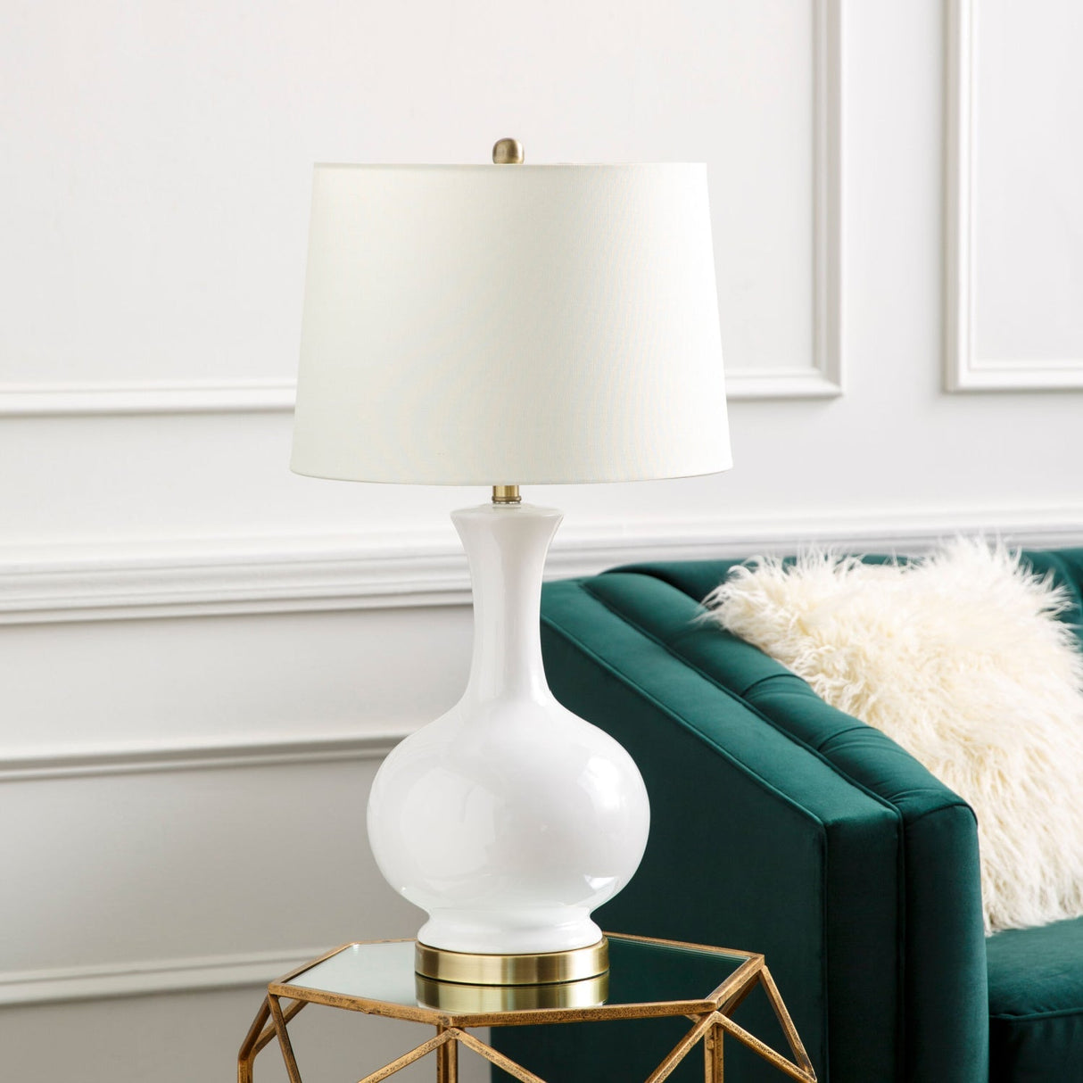 Modern European furniture - White Ceramic Linen Table Lamp - www.oroa.com