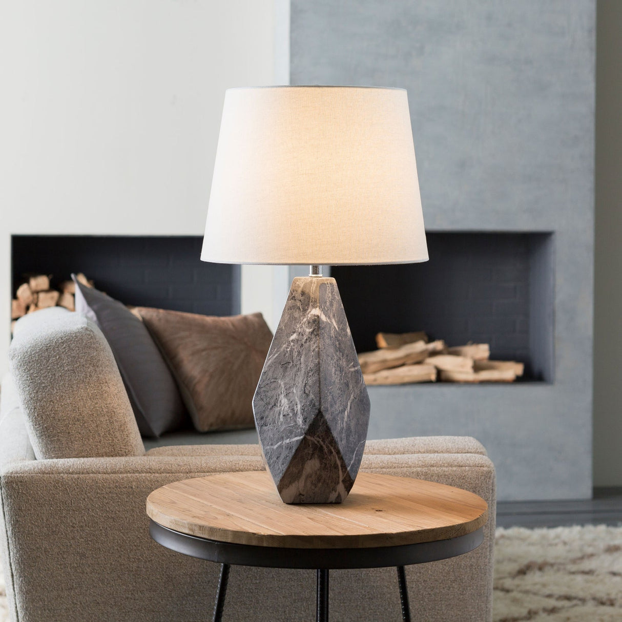 Modern European furniture - Marbled Black Ceramic Table Lamp - www.oroa.com
