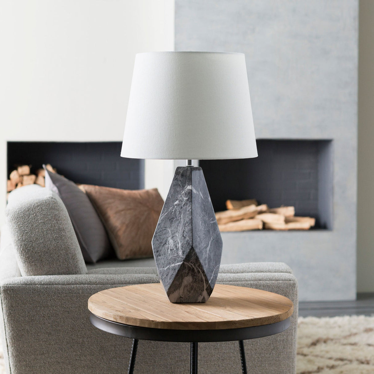Modern European furniture - Marbled Black Ceramic Table Lamp - www.oroa.com