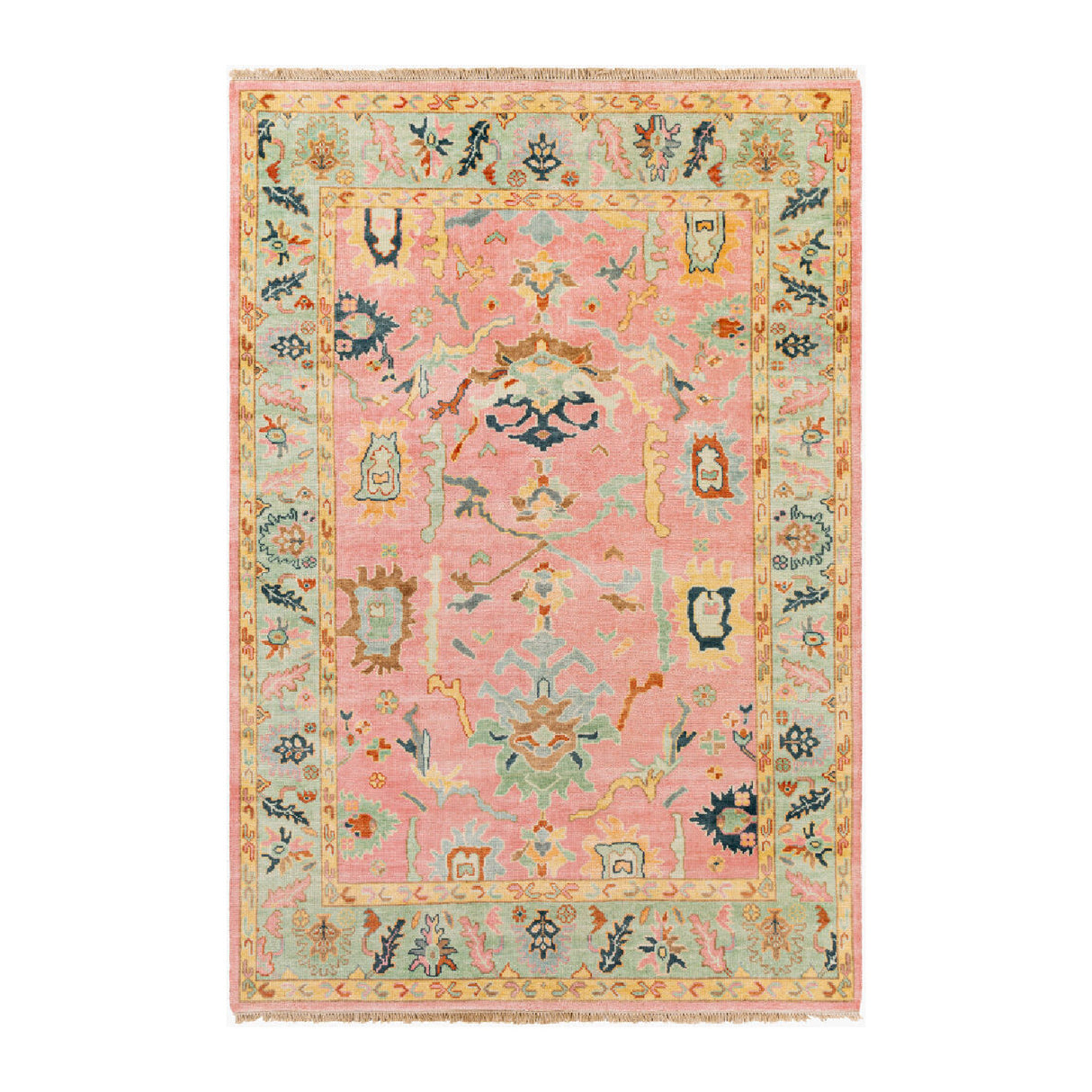 Modern European furniture - Pink Wool Fringed Carpet - www.oroa.com