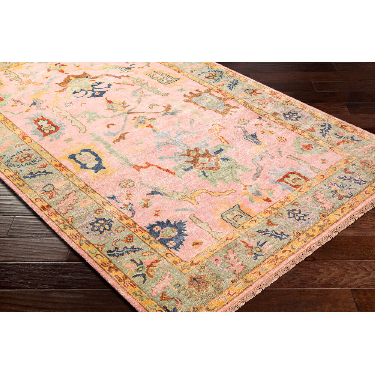 Modern European furniture - Pink Wool Fringed Carpet - www.oroa.com