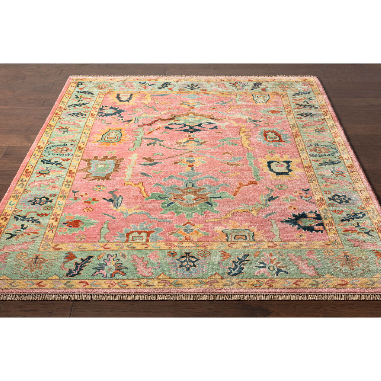Modern European furniture - Pink Wool Fringed Carpet - www.oroa.com