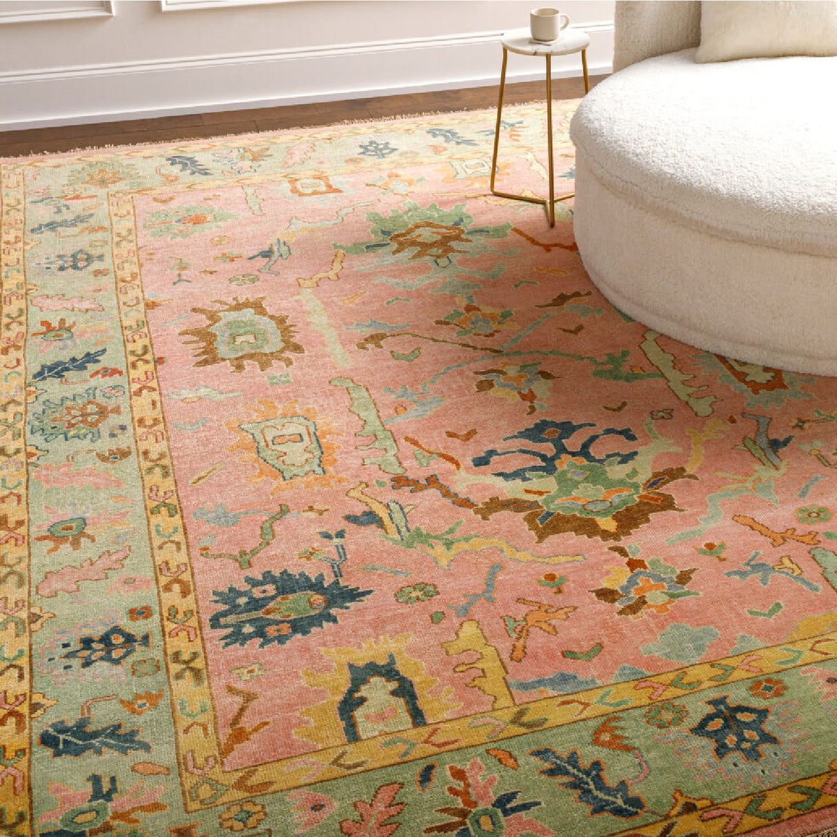Modern European furniture - Pink Wool Fringed Carpet - www.oroa.com