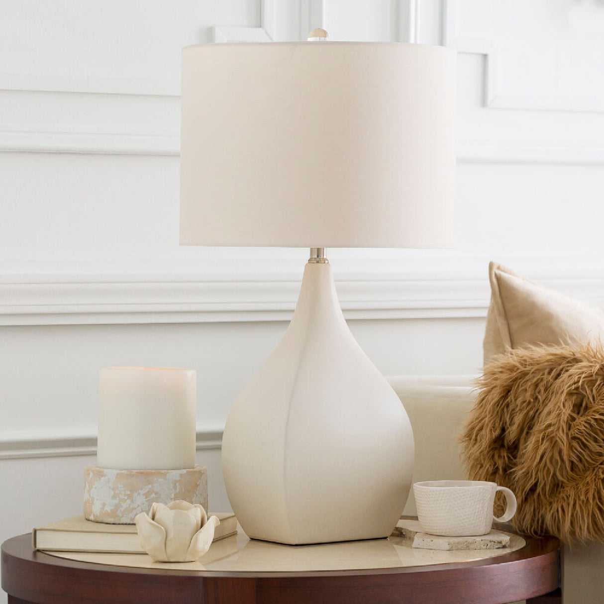 Modern European furniture - Cream Ceramic Table Lamp - www.oroa.com