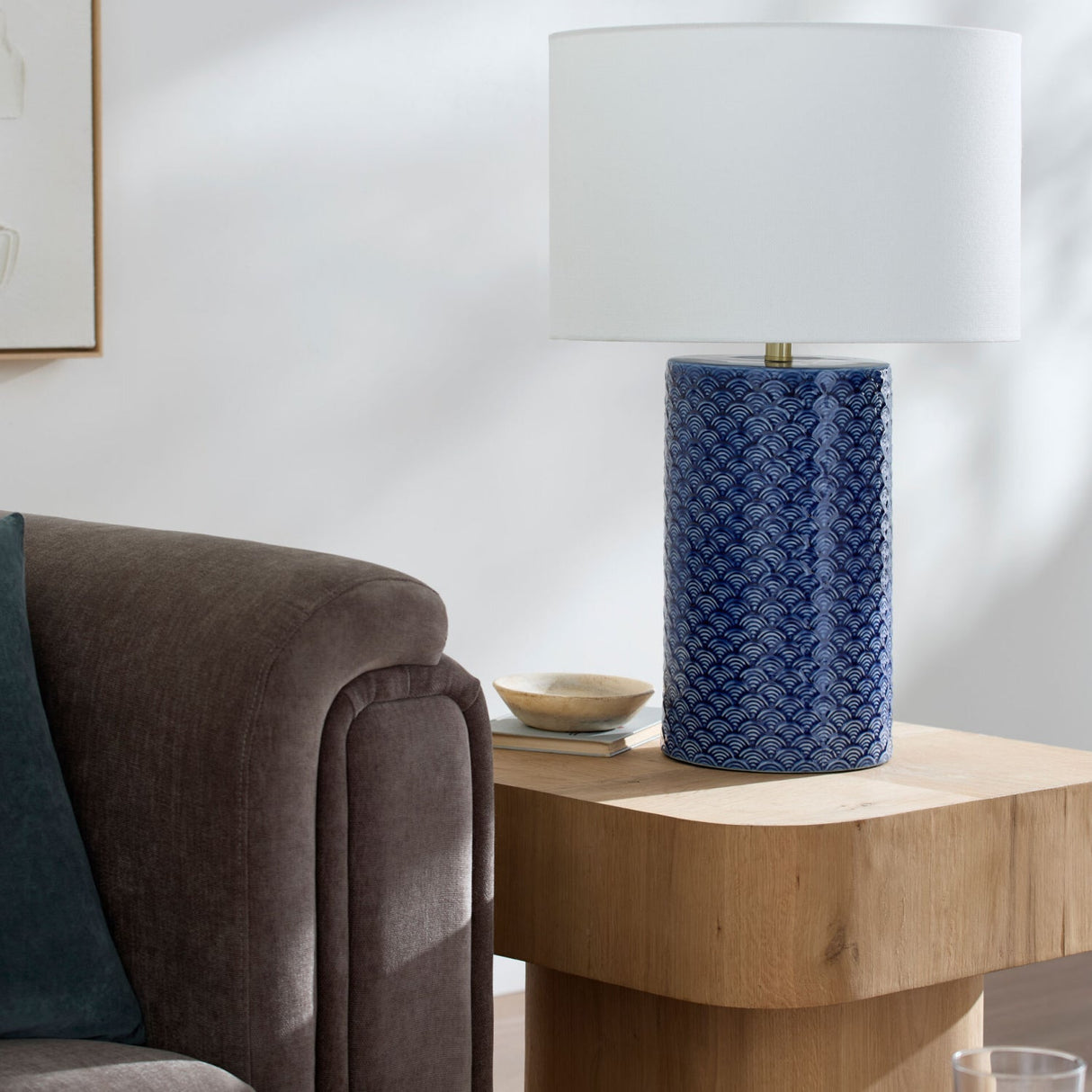 Modern European furniture - Hand-painted Blue Ceramic Table Lamp - www.oroa.com