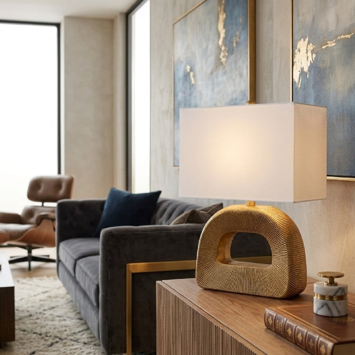 Modern European furniture - Plated Gold Accent Table Lamp - www.oroa.com