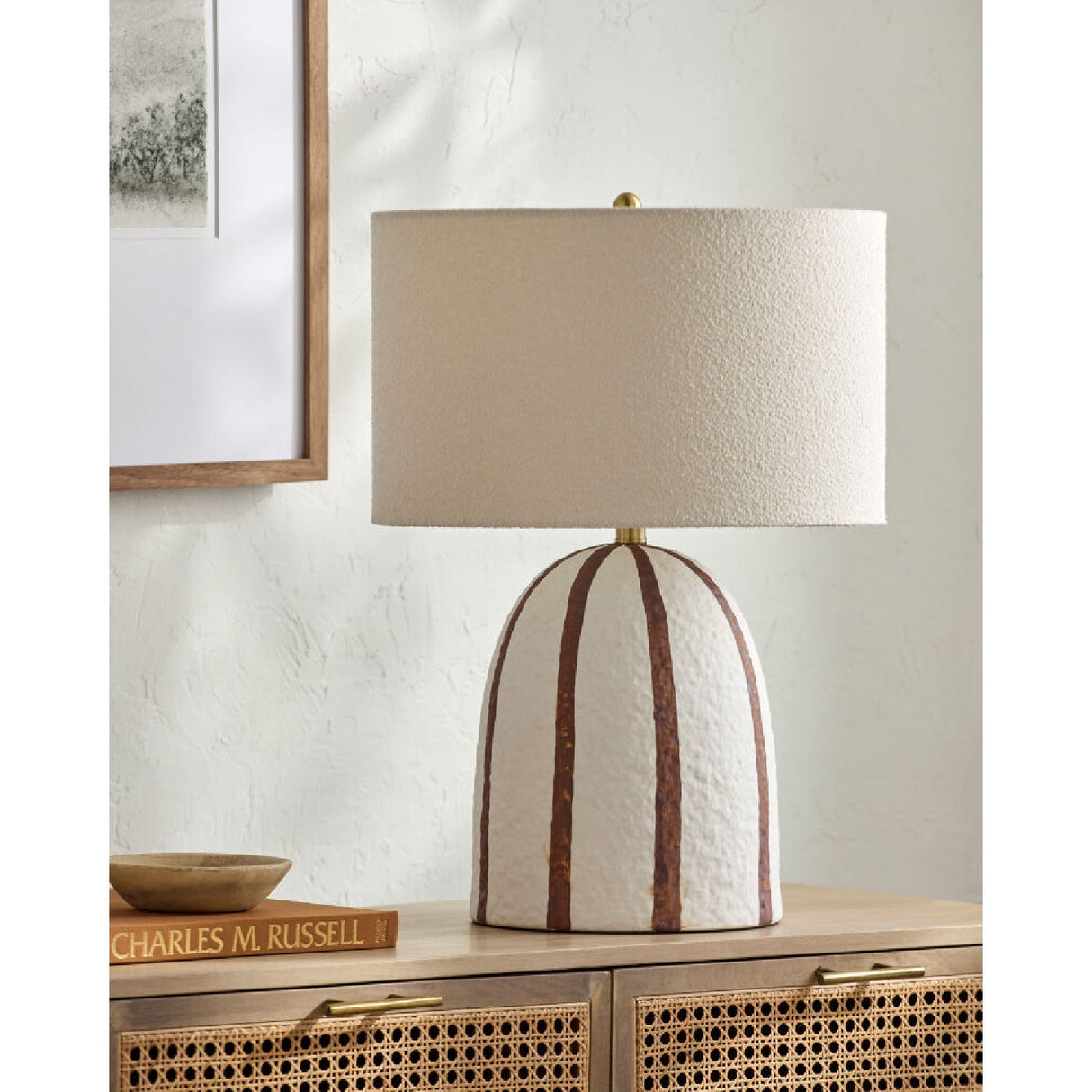 Modern European furniture - Vertical Lined Ceramic Table Lamp - www.oroa.com