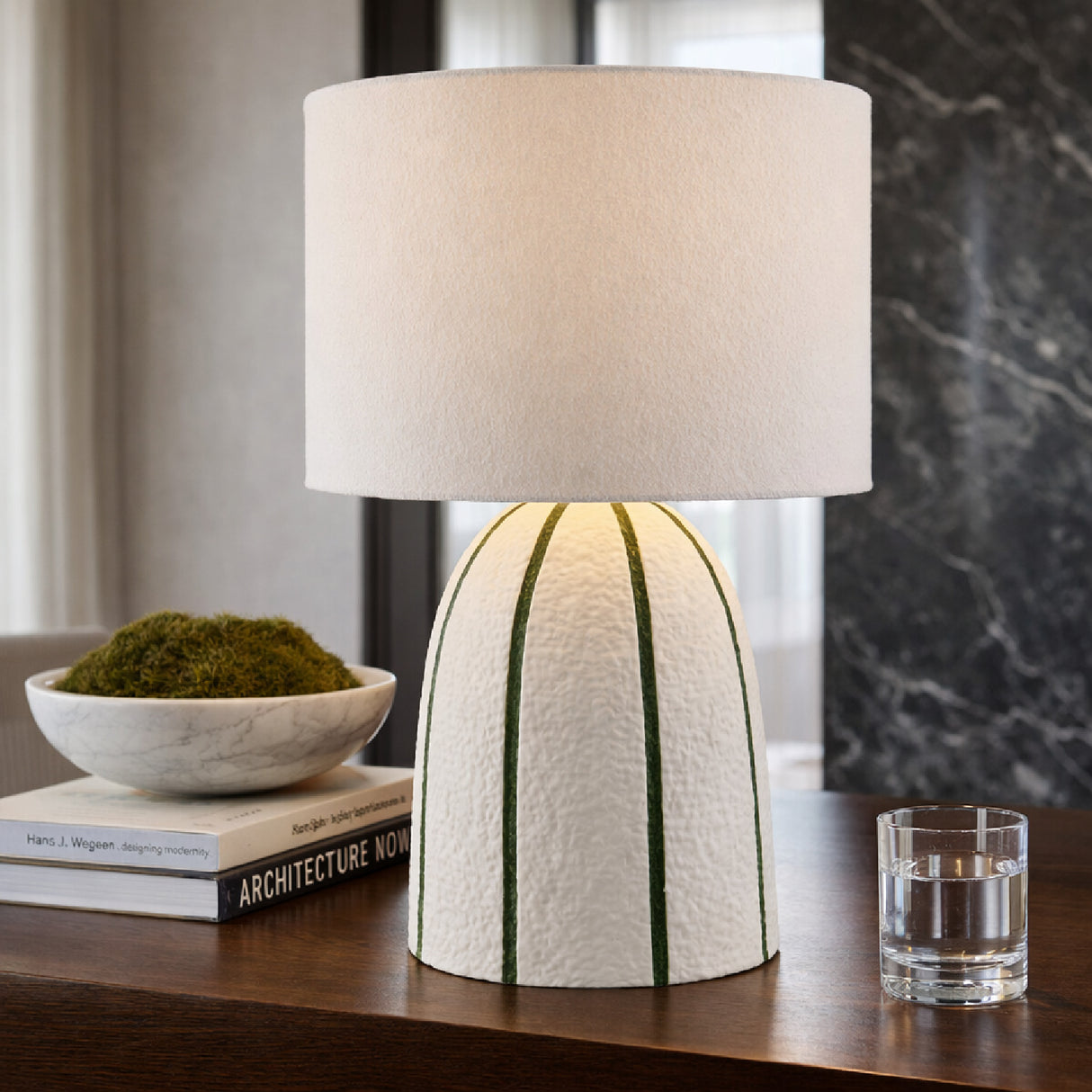 Modern European furniture - Vertical Lined Ceramic Table Lamp - www.oroa.com