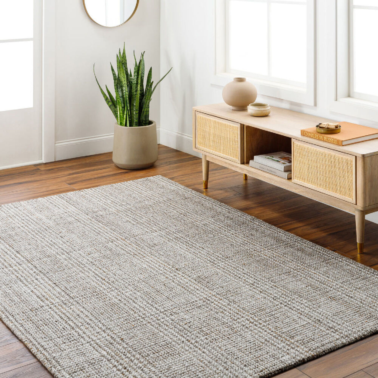 Modern furniture - Hand-Loomed Gray Yarn Carpet - www.oroa.com
