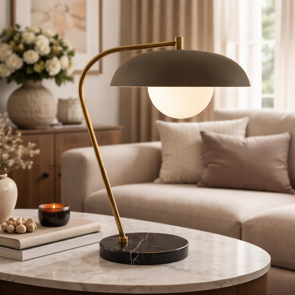 Modern European furniture - Glass Shade Sloped Table Lamp - www.oroa.com