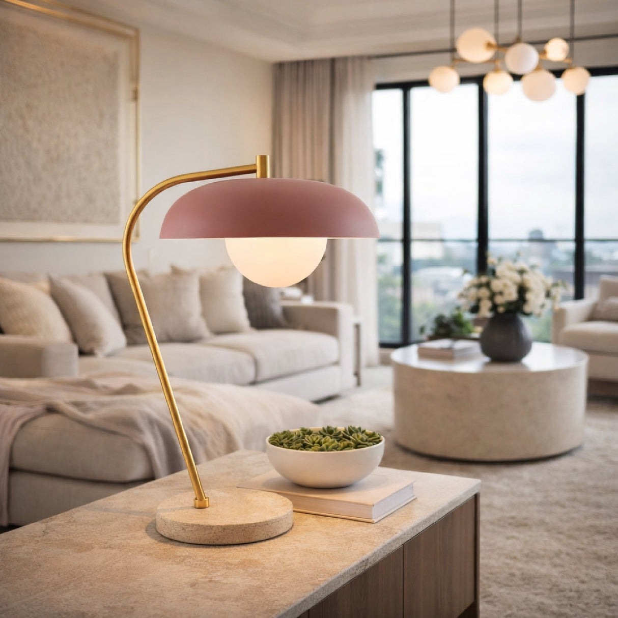 Modern European furniture - Glass Shade Sloped Table Lamp - www.oroa.com