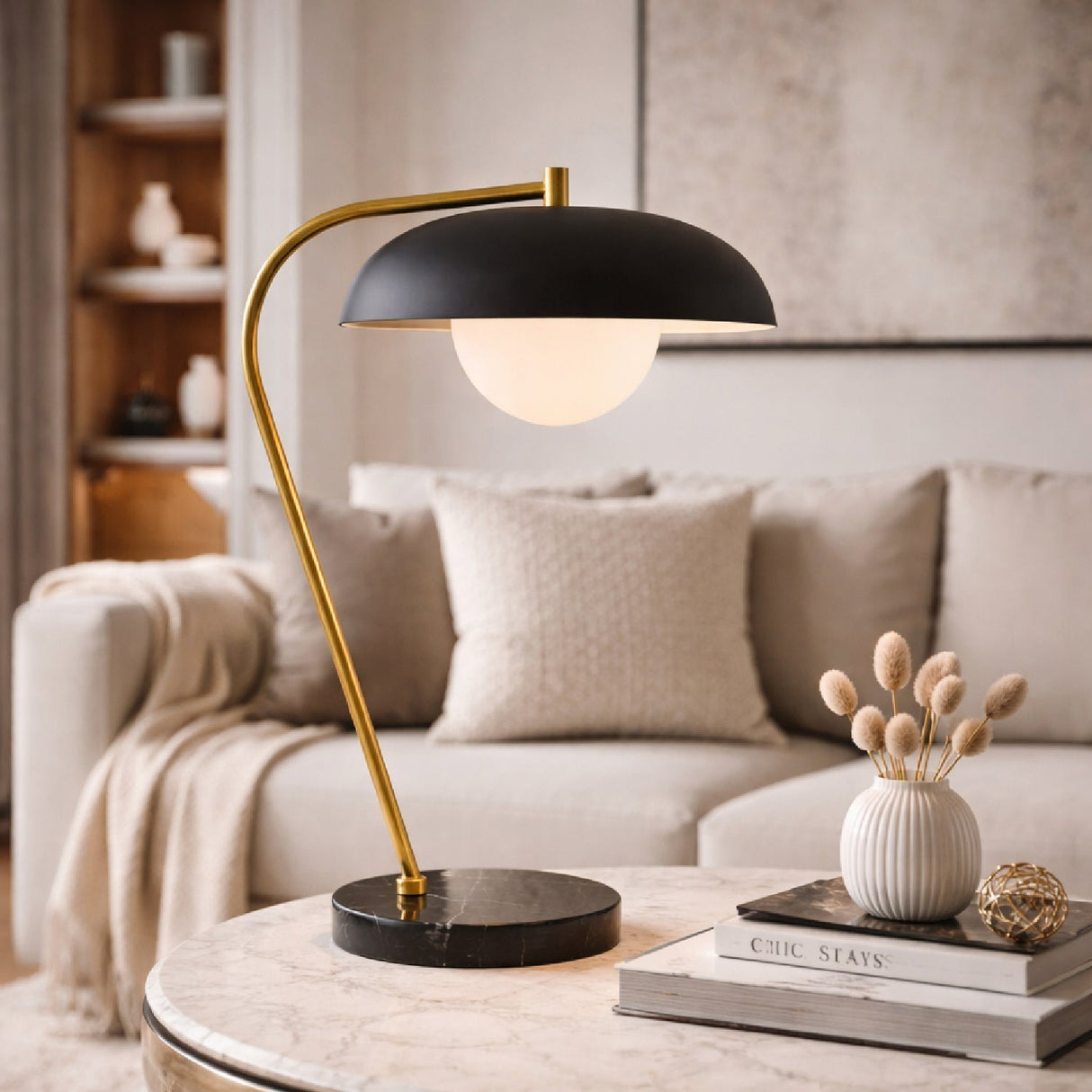 Modern European furniture - Glass Shade Sloped Table Lamp - www.oroa.com