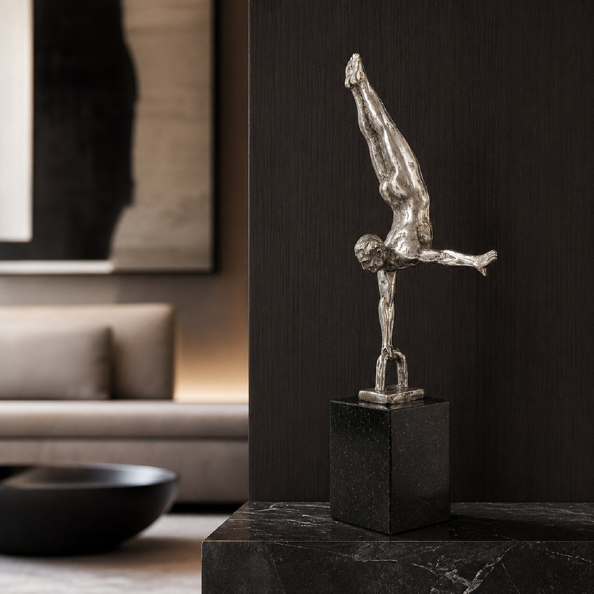 Modern European furniture - Antiqued Iron Handstand Sculpture - www.oroa.com