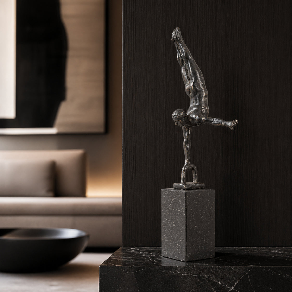 Modern European furniture - Antiqued Iron Handstand Sculpture - www.oroa.com