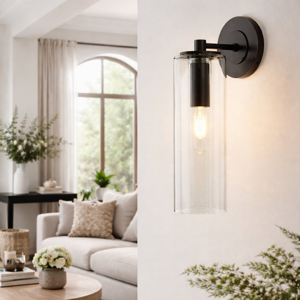 Modern European furniture - Tubular Clear Glass Wall Lamp - www.oroa.com