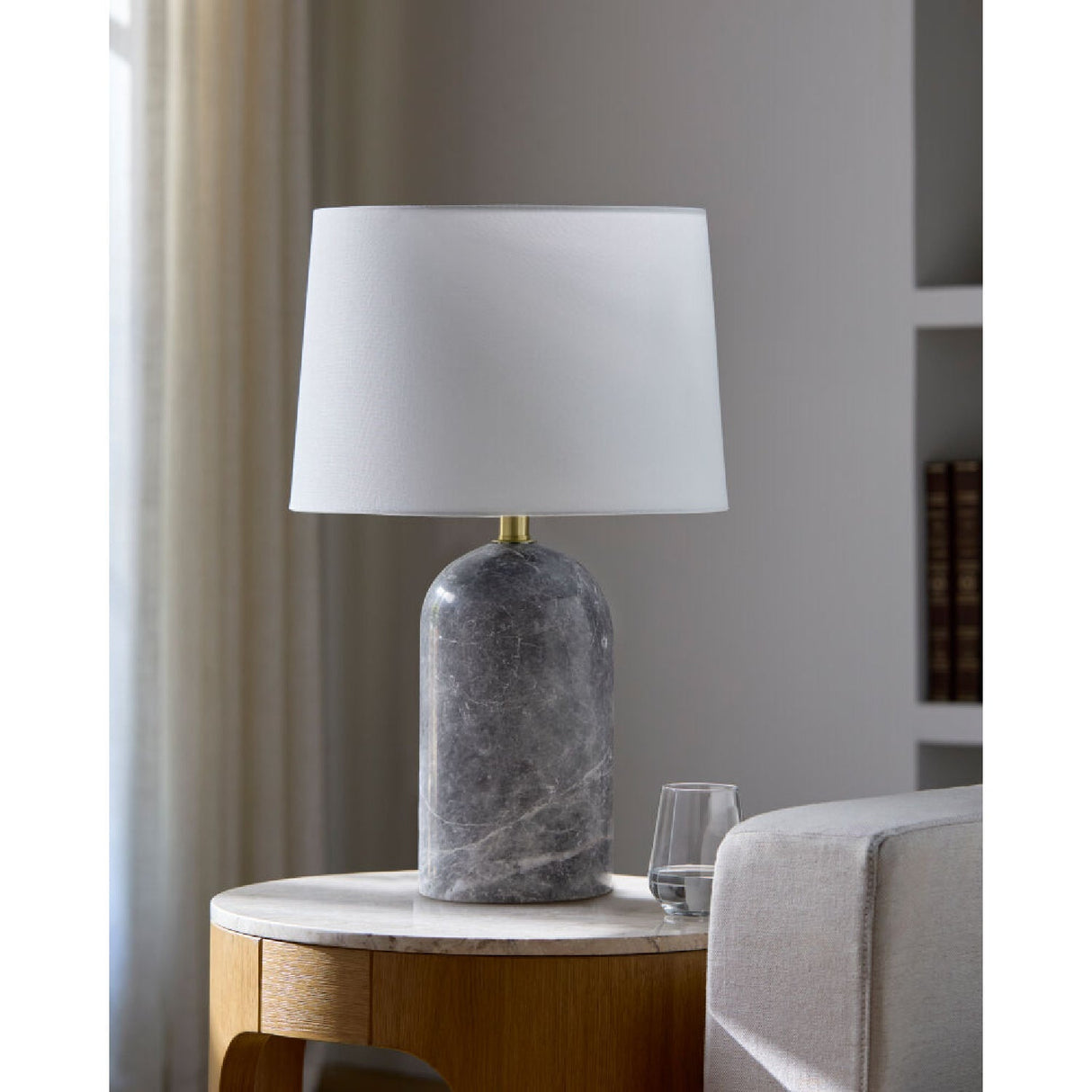 Modern European furniture - Cream Linen Marble Table Lamp - www.oroa.com