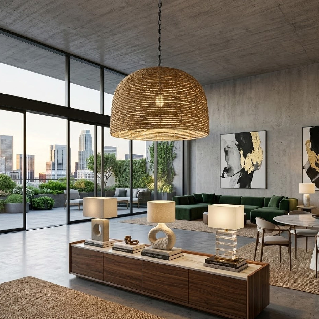 Modern European furniture - Rattan Dome Pendant Lamp - www.oroa.com