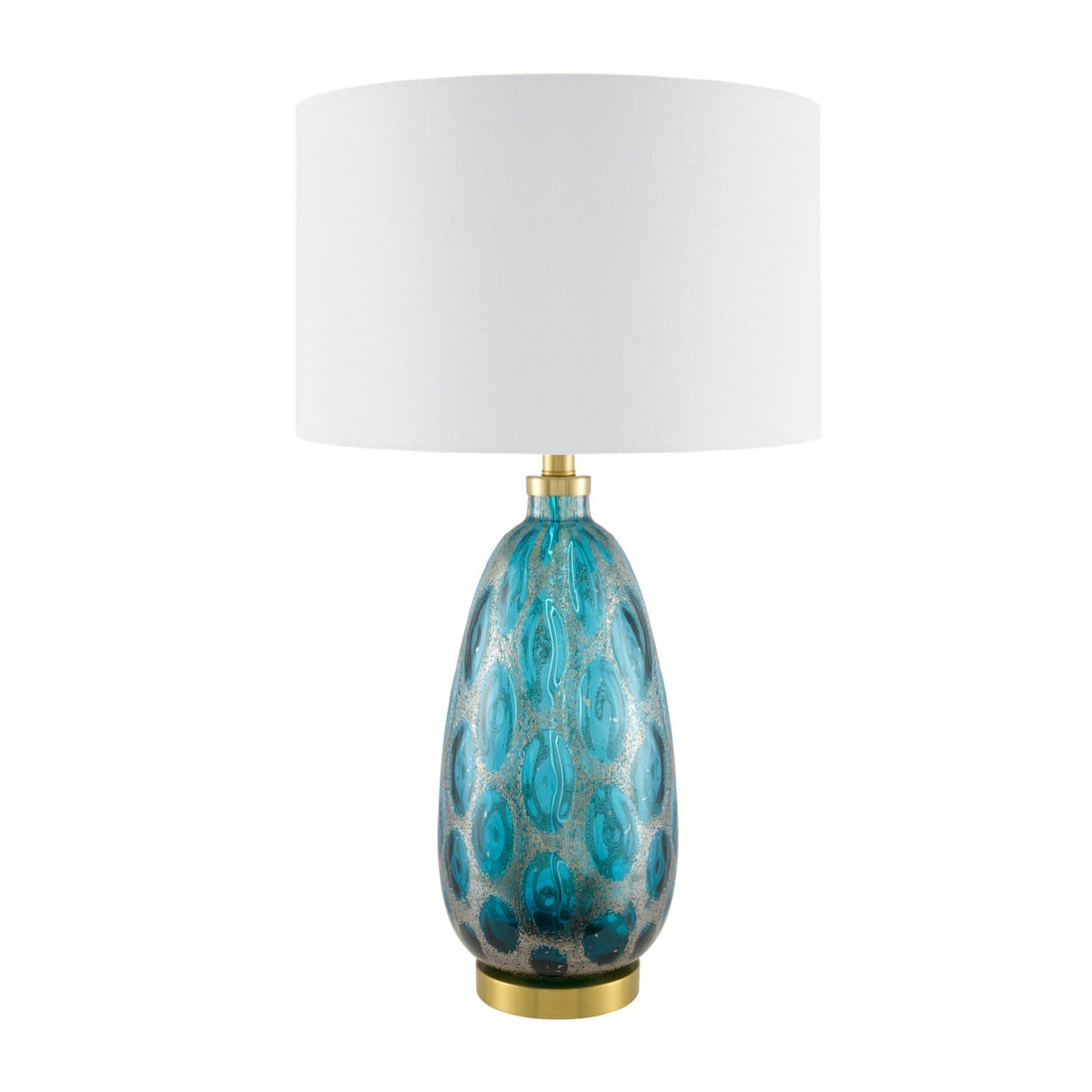 Modern European furniture - Hand-painted Blue Glass Table Lamp - www.oroa.com