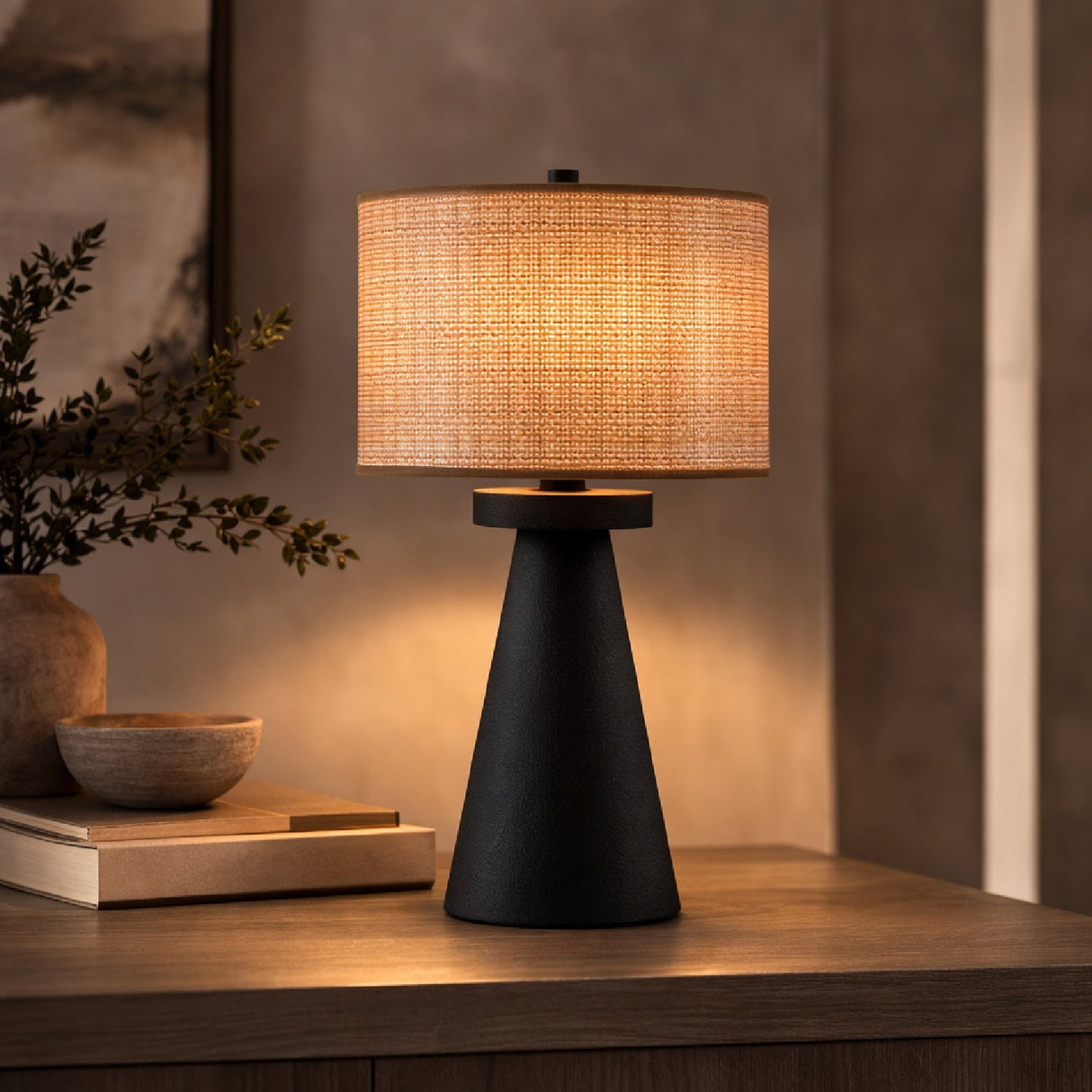 Modern European furniture - Brown Linen Accent Table Lamp - www.oroa.com