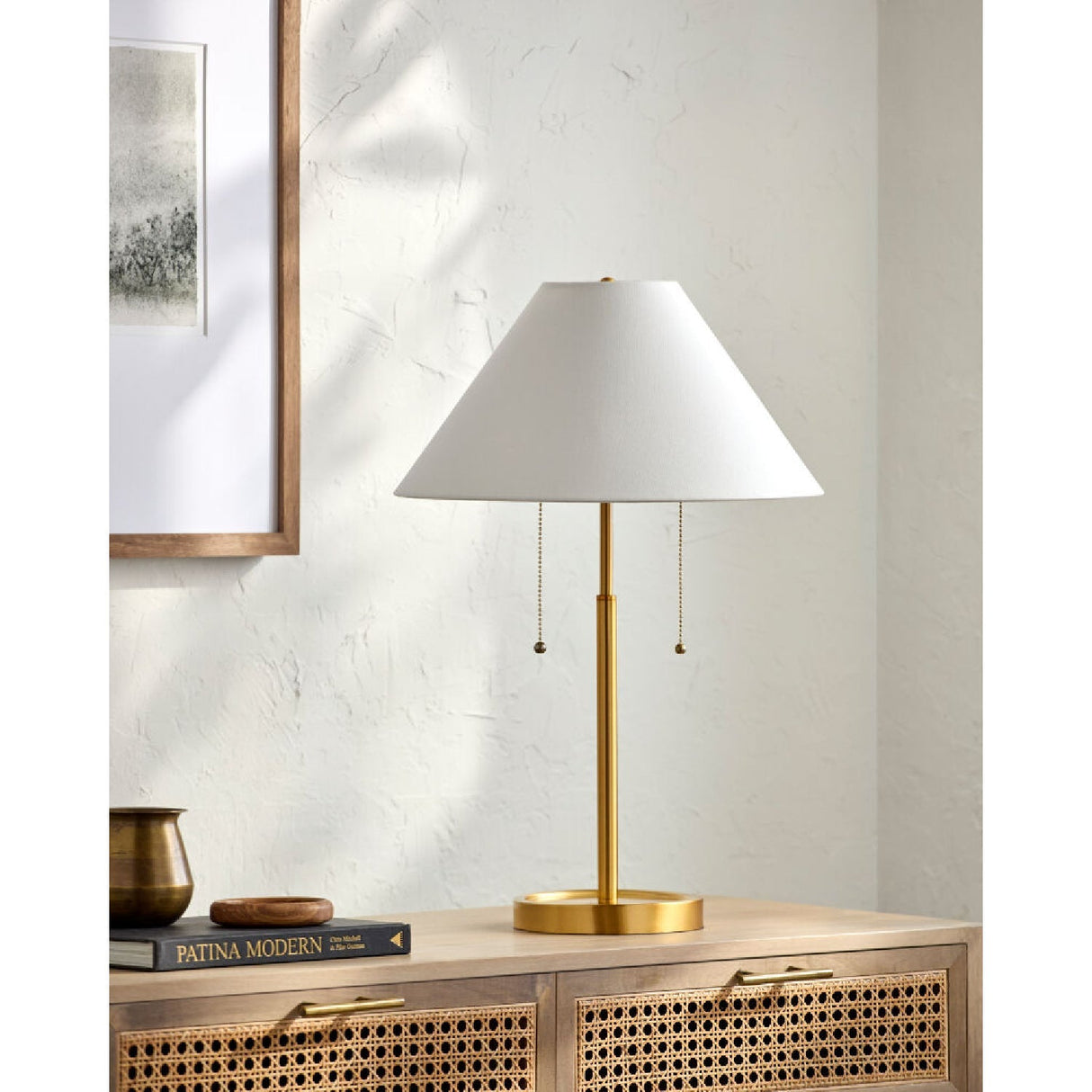 Modern European furniture - White Linen Gold Table Lamp - www.oroa.com
