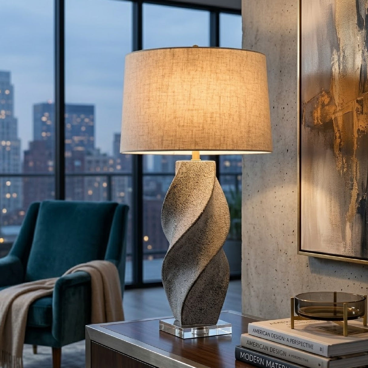 Modern European furniture - Twisted Ceramic Accent Table Lamp - www.oroa.com