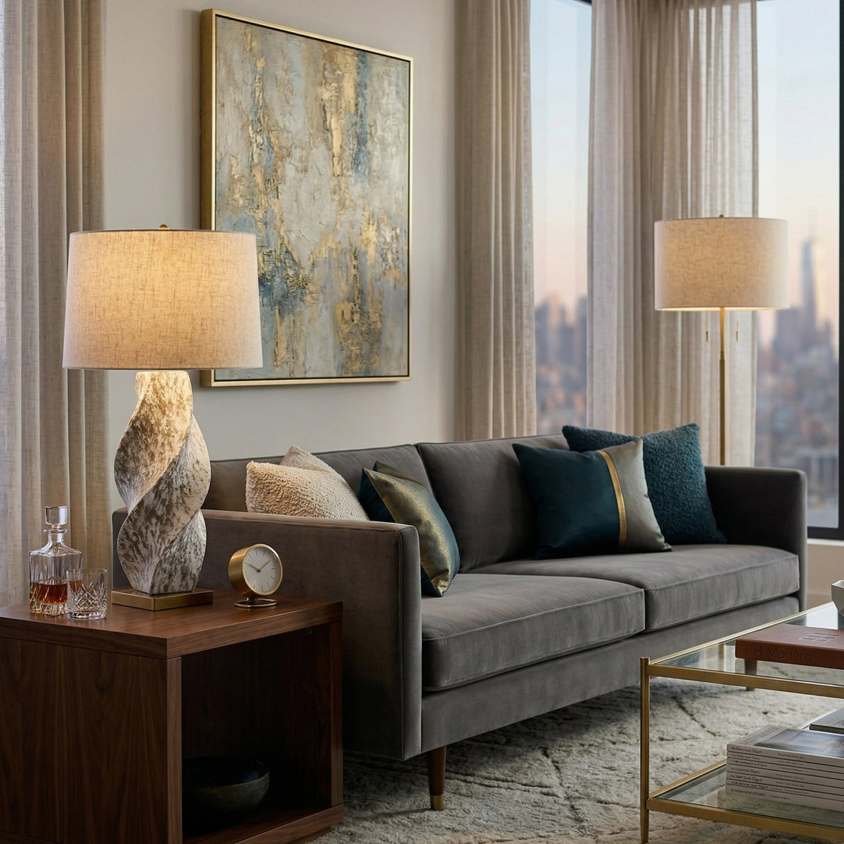 Modern European furniture - Twisted Ceramic Accent Table Lamp - www.oroa.com