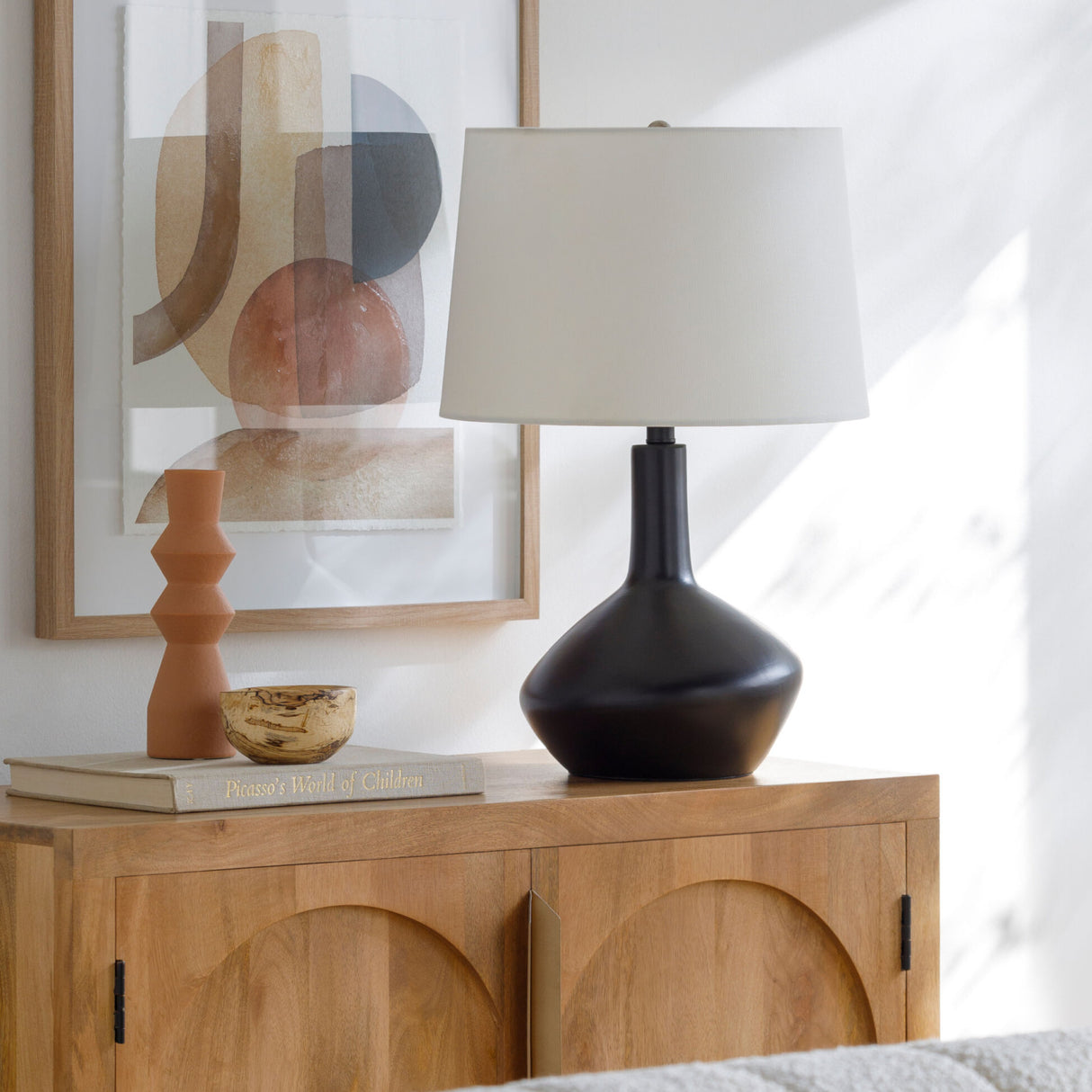 Modern European furniture - Ceramic White Linen Table Lamp - www.oroa.com