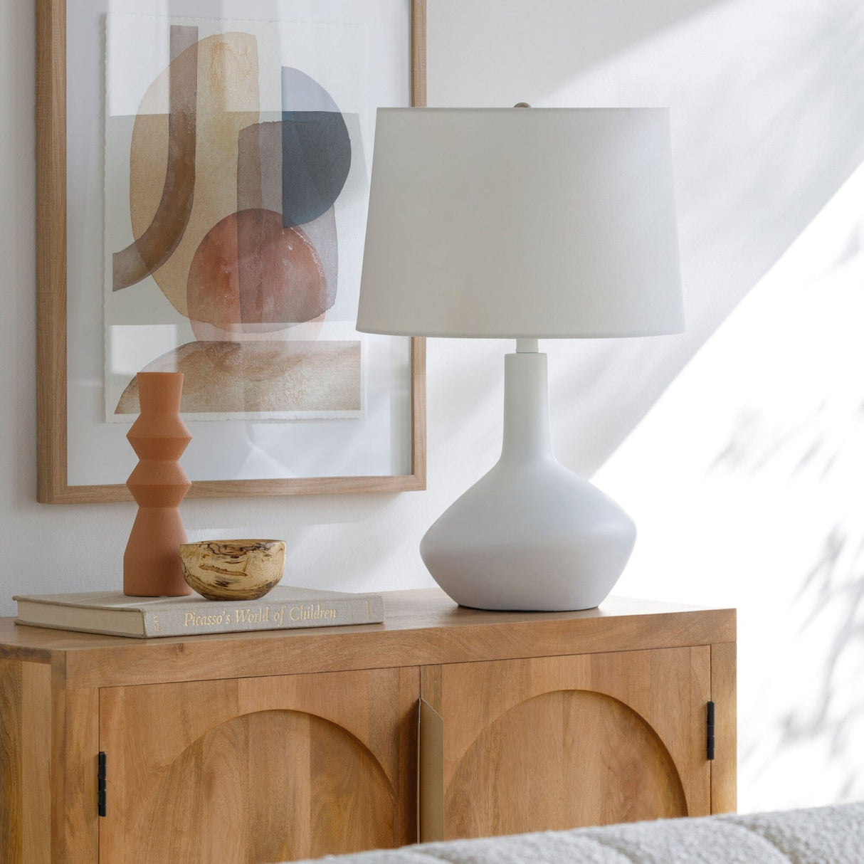Modern European furniture - Ceramic White Linen Table Lamp - www.oroa.com