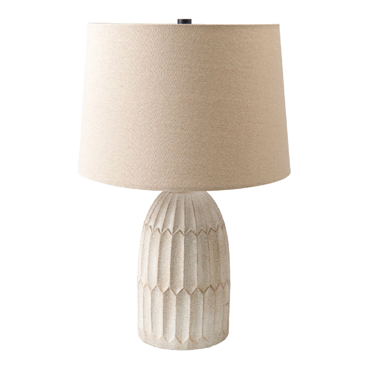White Linen Accent Table Lamp – Sines – side view