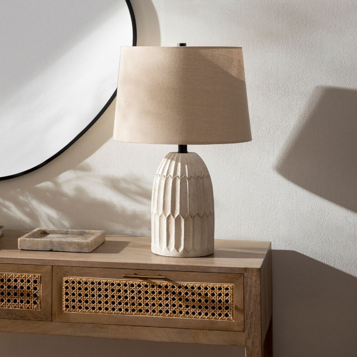Modern European furniture - White Linen Accent Table Lamp - www.oroa.com