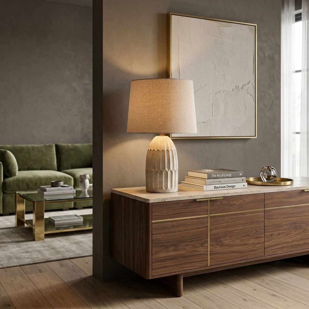 Modern European furniture - White Linen Accent Table Lamp - www.oroa.com