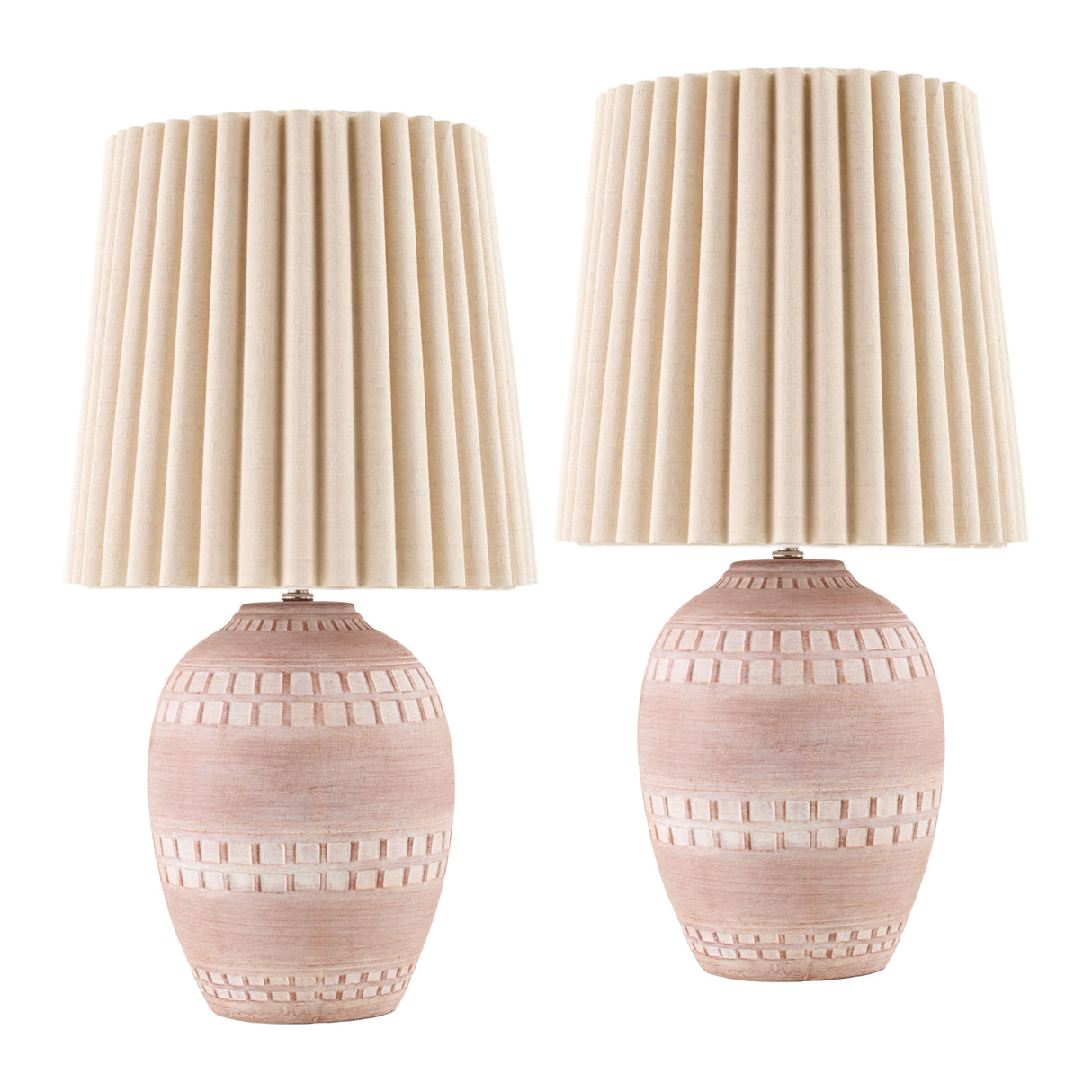 Modern European furniture - Ceramic Fluted Linen Table Lamps (2) - www.oroa.com