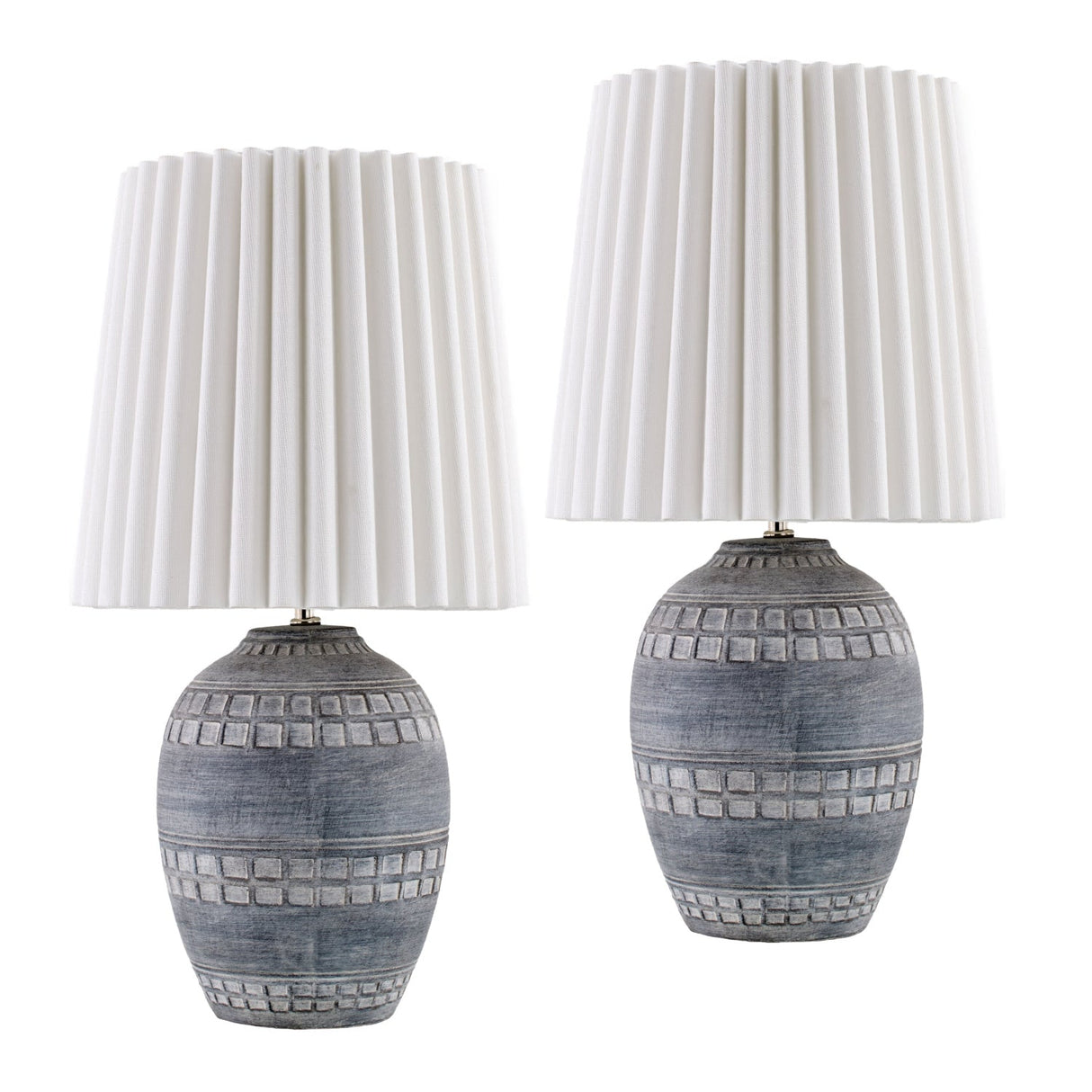 Modern European furniture - Ceramic Fluted Linen Table Lamps (2) - www.oroa.com