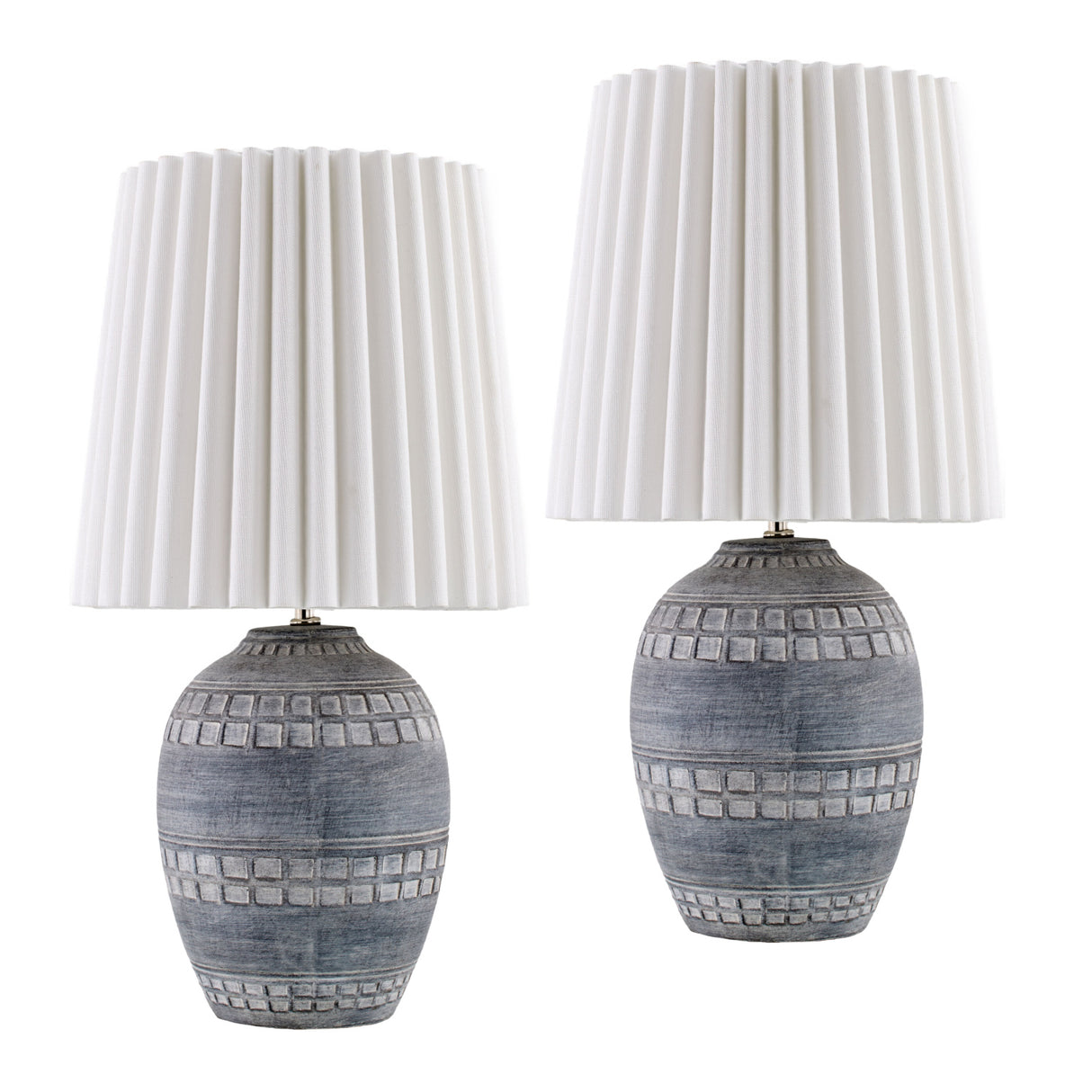 Modern European furniture - Ceramic Fluted Linen Table Lamps (2) - www.oroa.com | Oroa.com