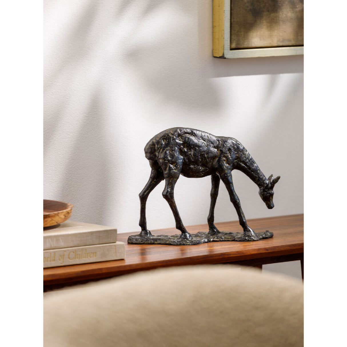 Modern European furniture - Antiqued Iron Deer Sculpture - www.oroa.com