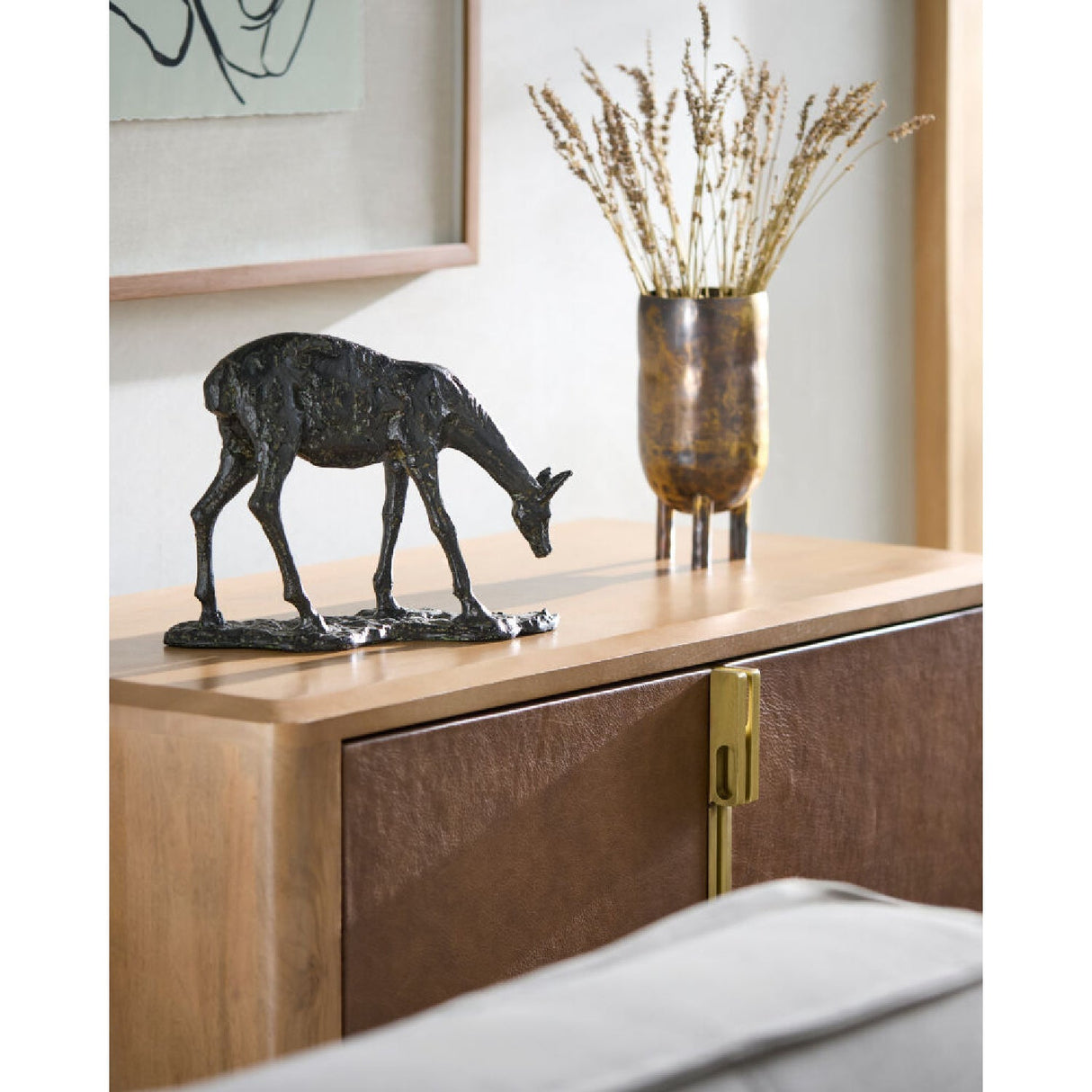 Modern European furniture - Antiqued Iron Deer Sculpture - www.oroa.com