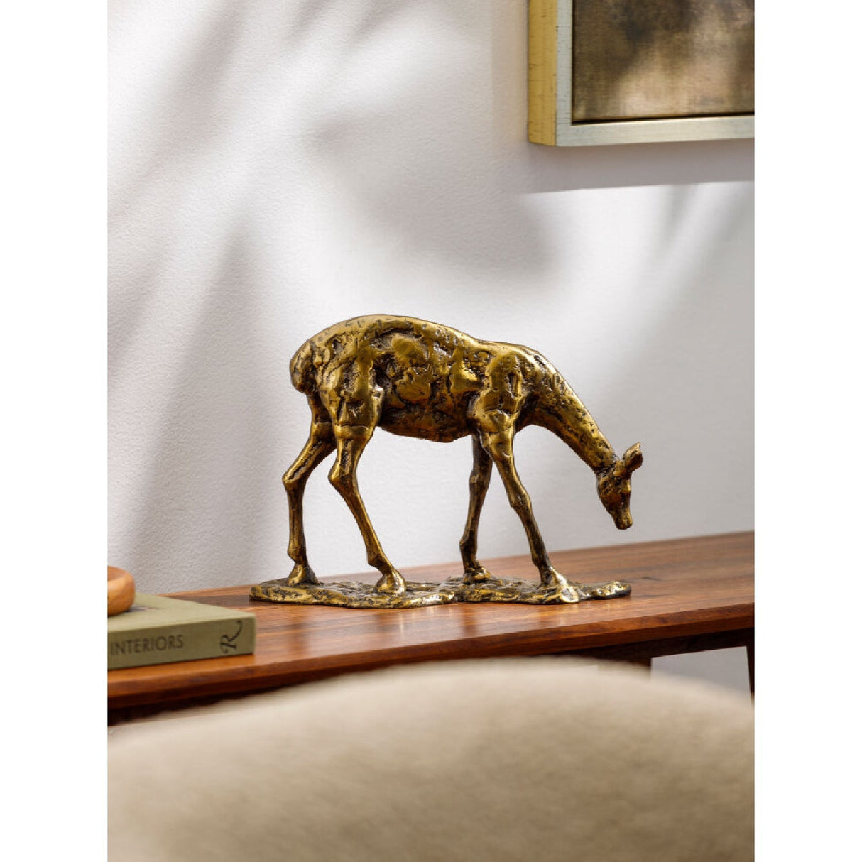 Modern European furniture - Antiqued Iron Deer Sculpture - www.oroa.com