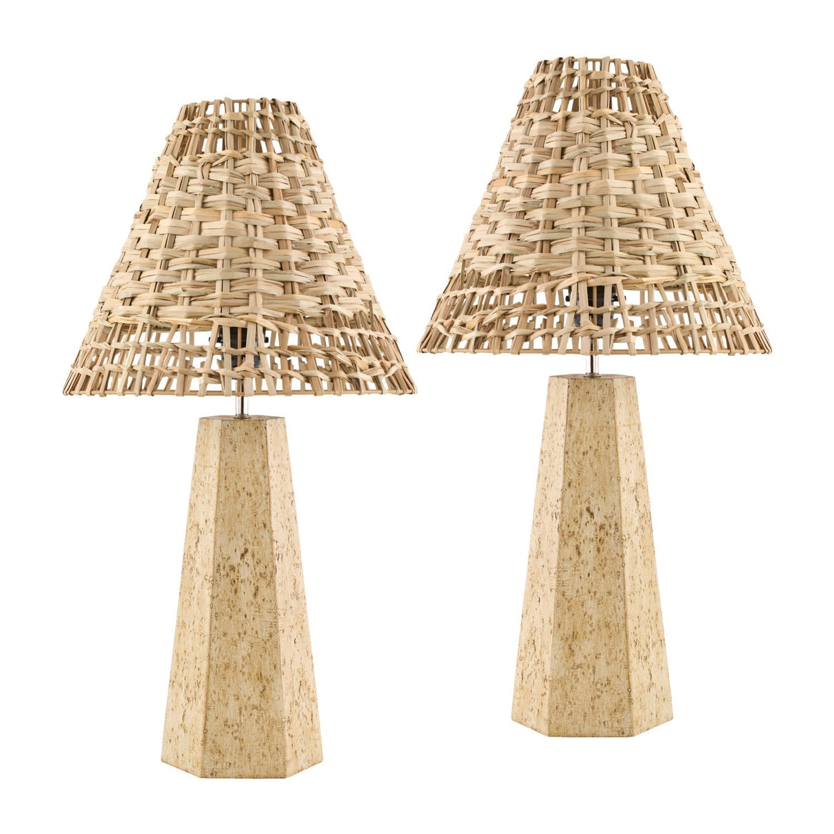 Modern European furniture - Braided Rattan Travertine Table Lamp - www.oroa.com