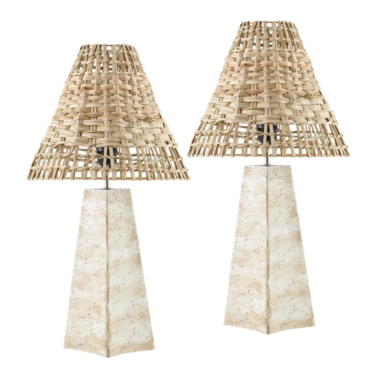 Modern European furniture - Braided Rattan Travertine Table Lamp - www.oroa.com