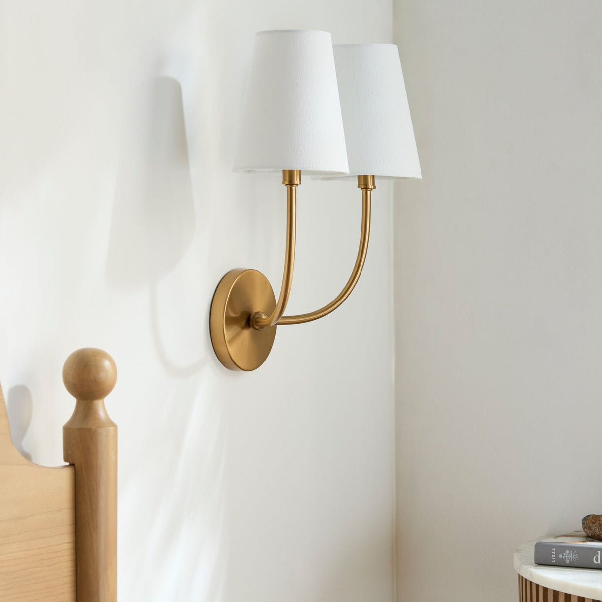 Modern European furniture - White Cotton 2-Light Wall Lamp - www.oroa.com