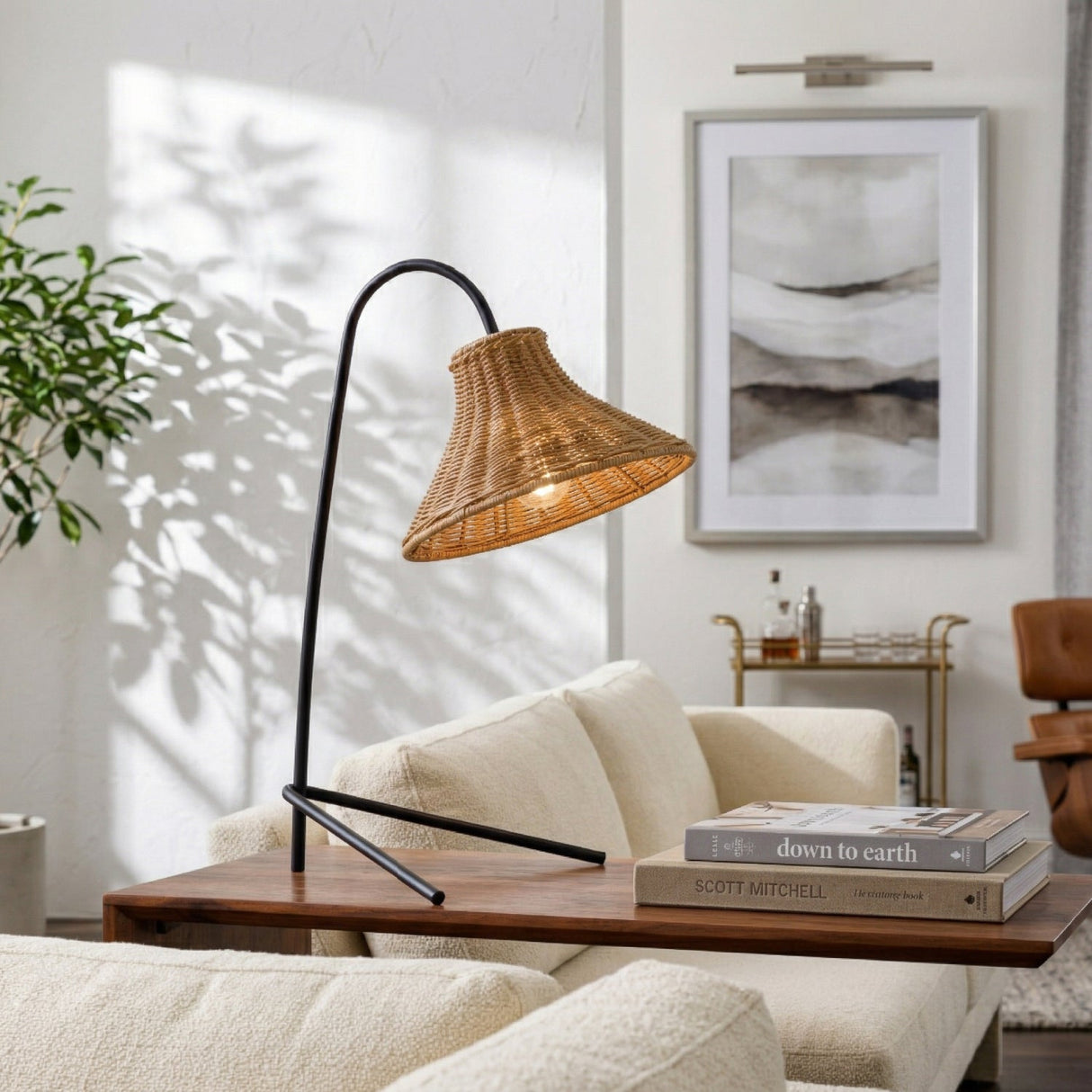 Modern European furniture - Tan Rattan Accent Table Lamp - www.oroa.com