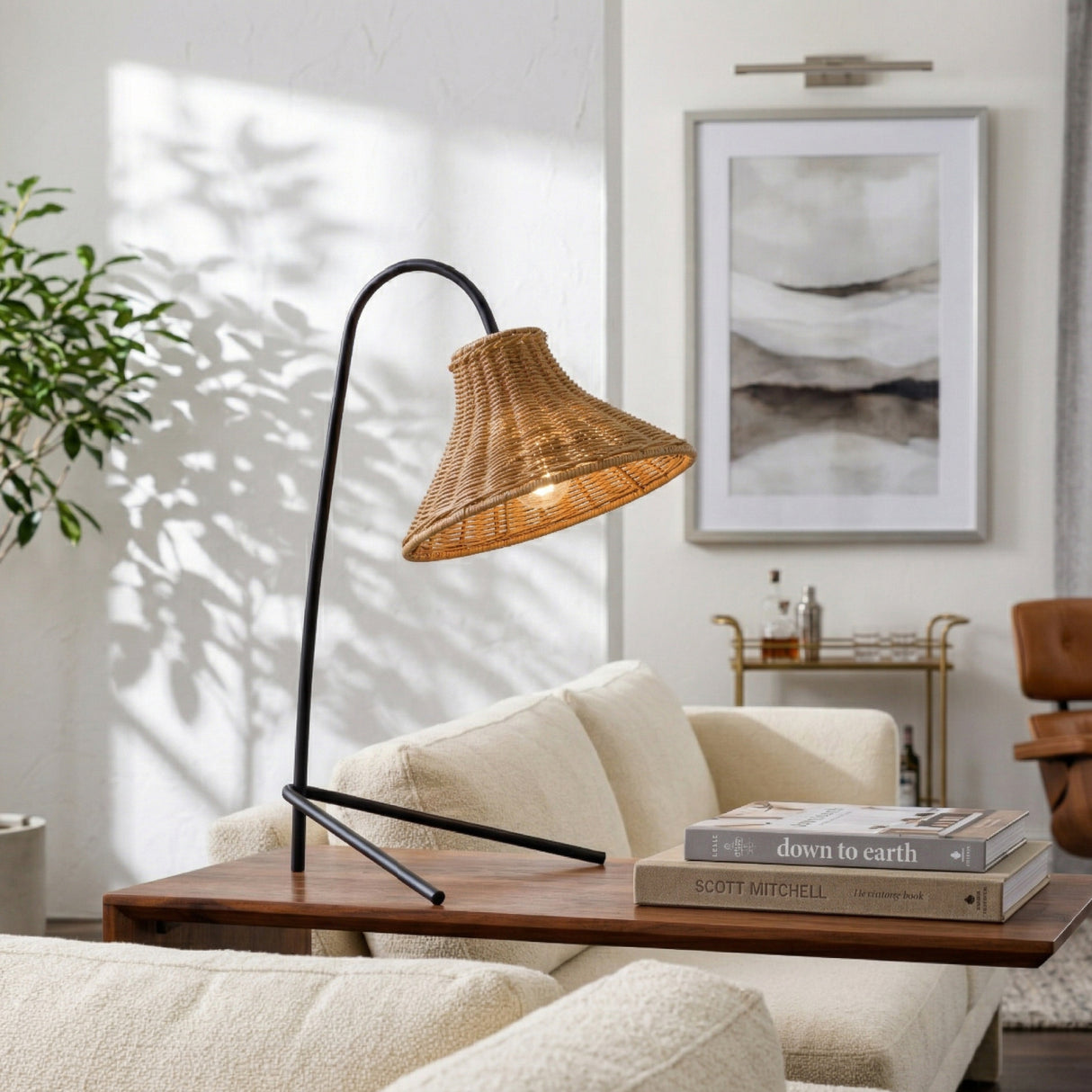 Modern European furniture - Tan Rattan Accent Table Lamp - www.oroa.com | Oroa.com