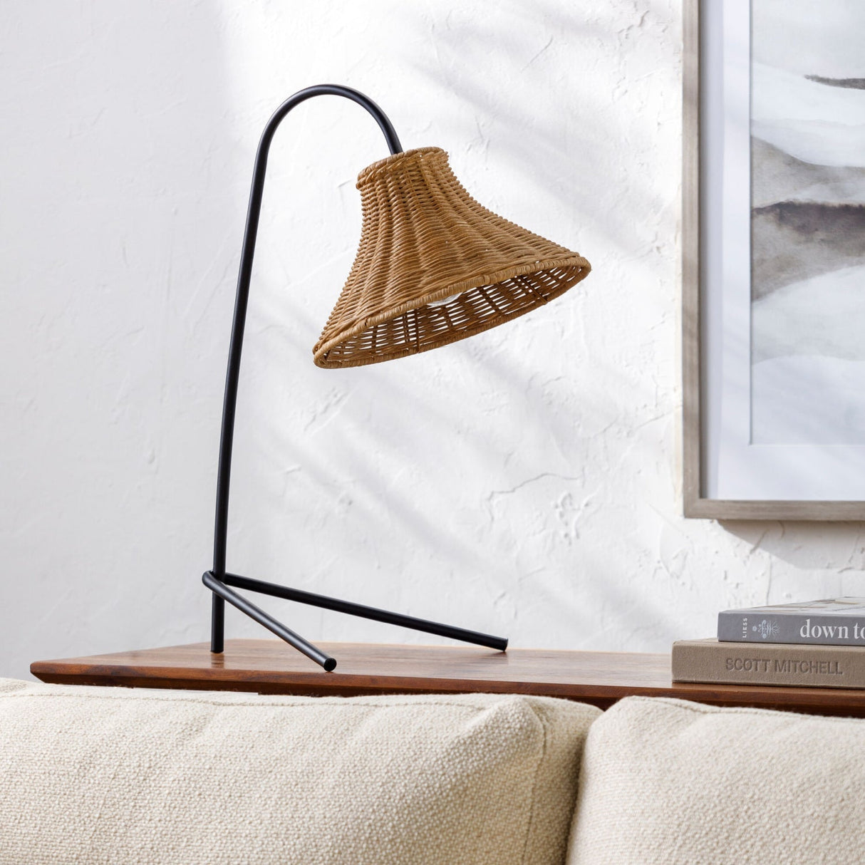 Modern European furniture - Tan Rattan Accent Table Lamp - www.oroa.com