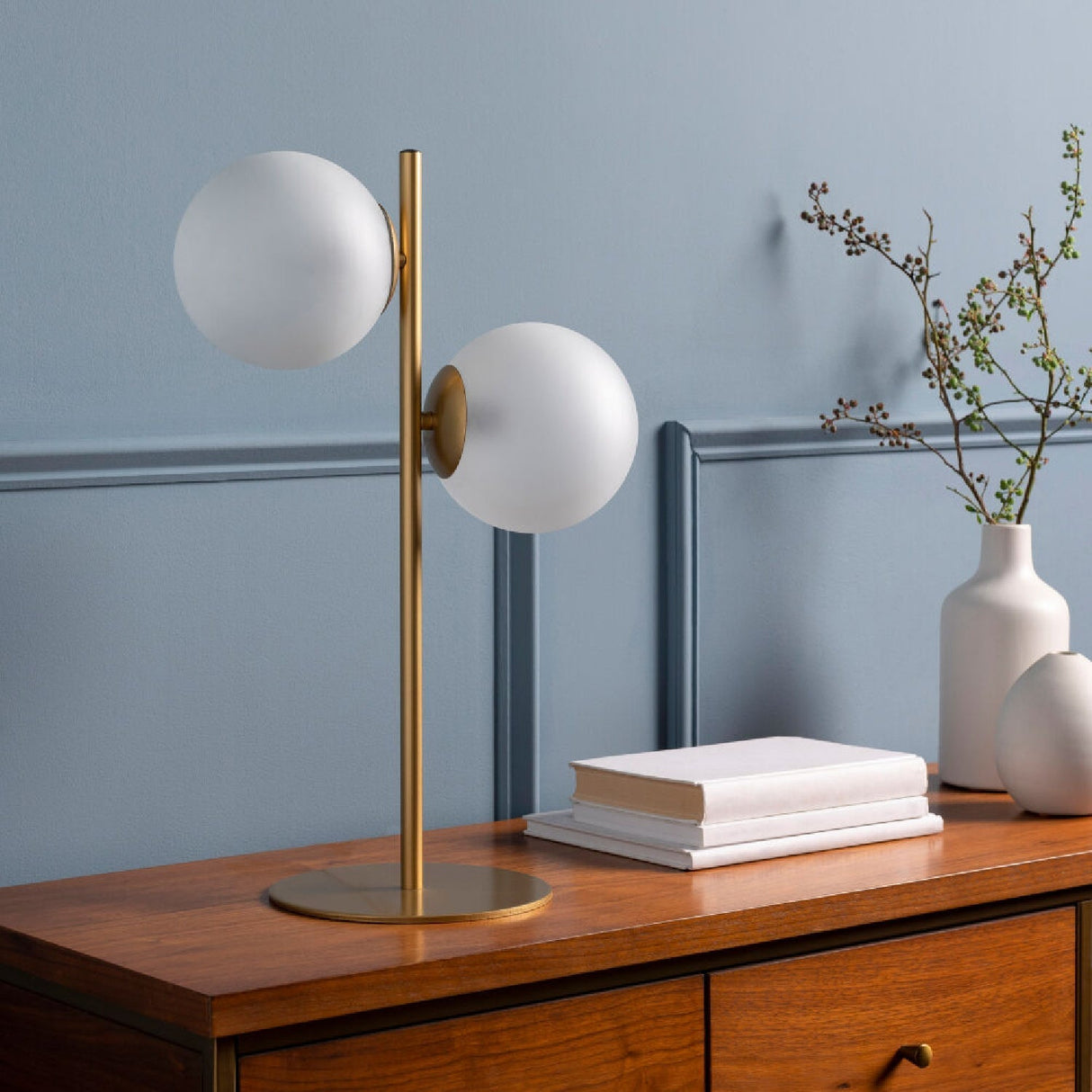Modern European furniture - Dual White Glass Table Lamp - www.oroa.com