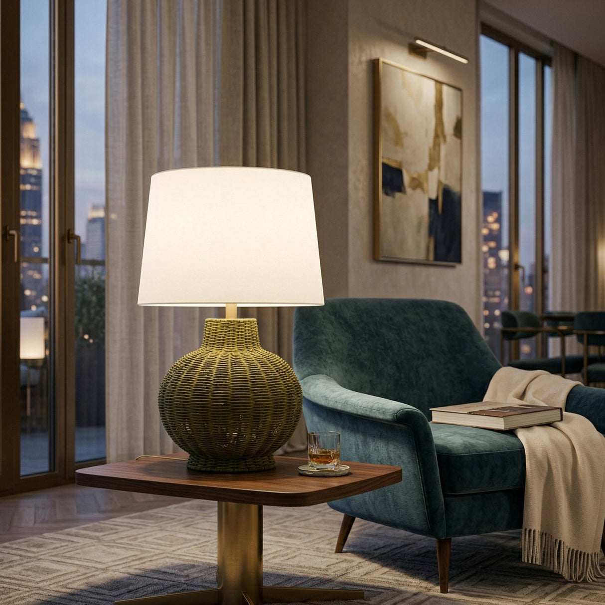 Modern European furniture - Rattan Base Accent Table Lamp S - www.oroa.com