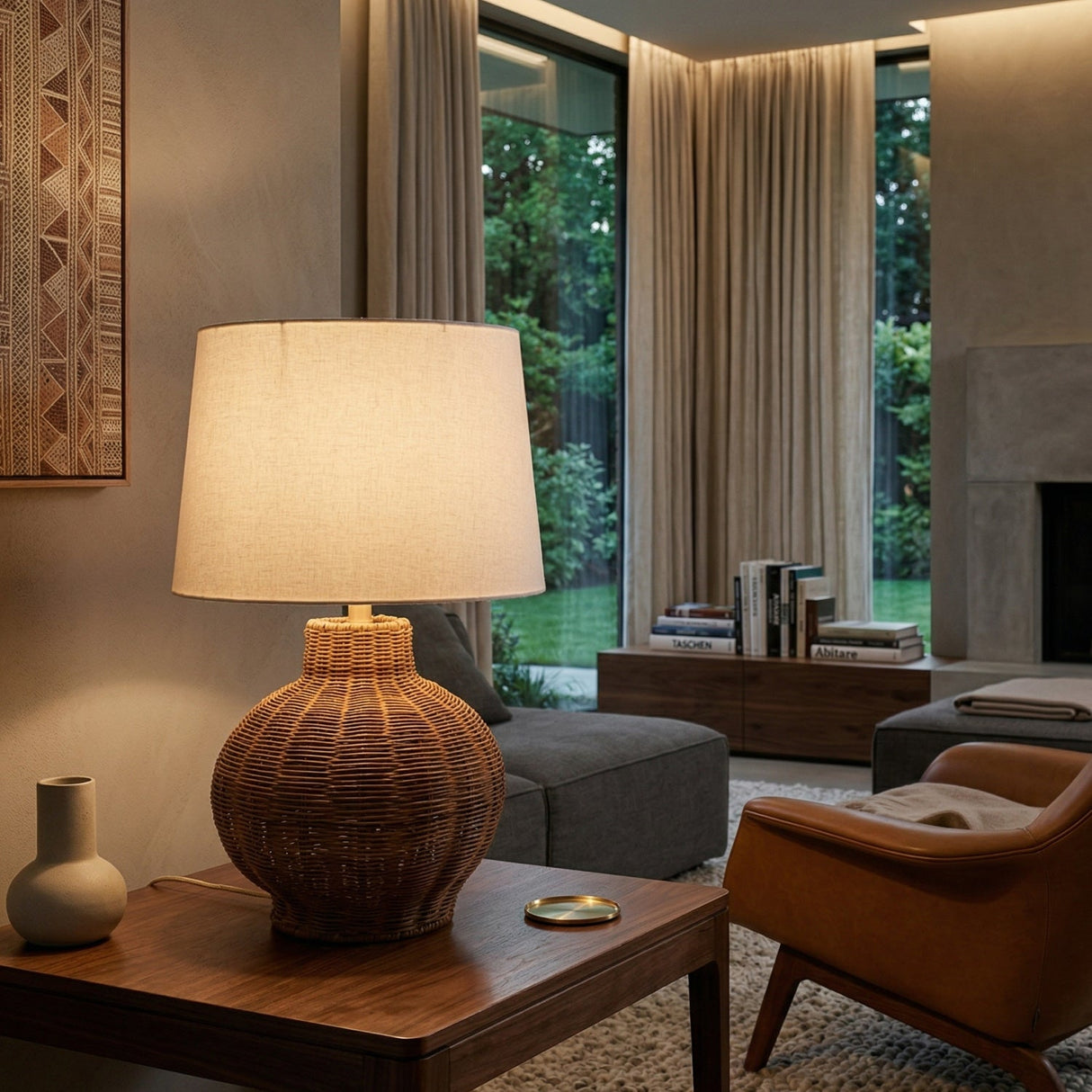 Modern European furniture - Rattan Base Accent Table Lamp S - www.oroa.com