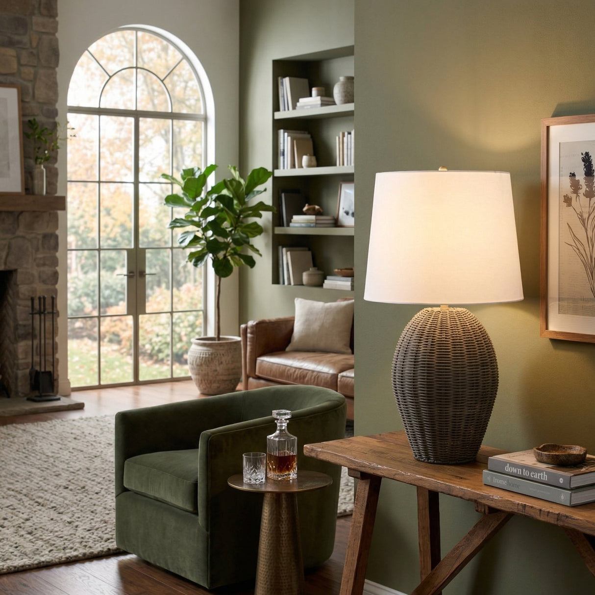 Modern European furniture - Rattan Base Accent Table Lamp L - www.oroa.com