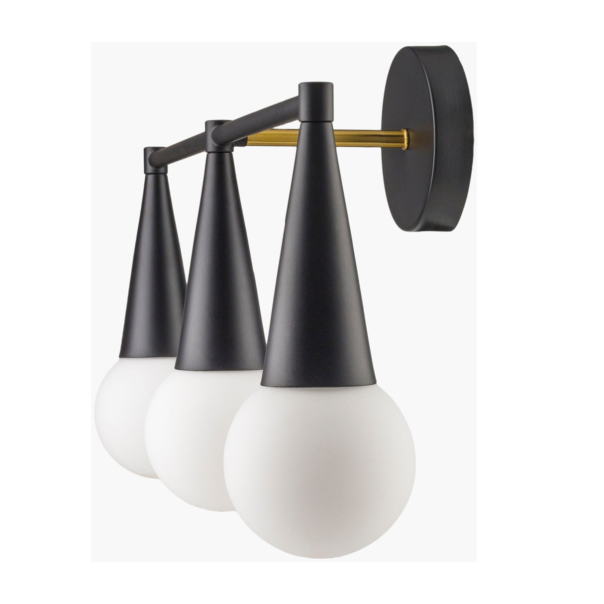 Modern European furniture - Conical Black 3-Light Wall Lamp - www.oroa.com